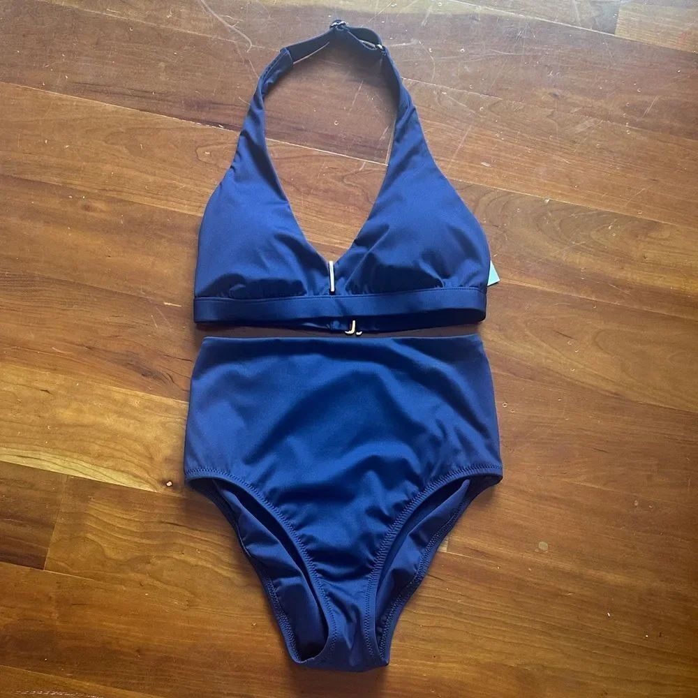 La Blanca luxe halter bikini set in indigo